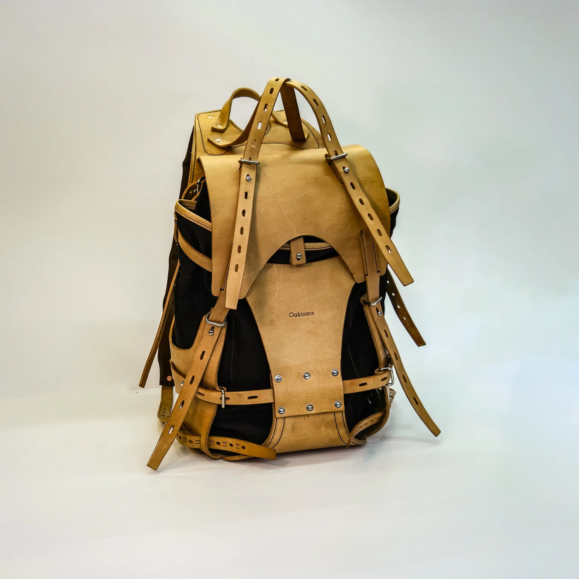 Detachable canvas plant tanned leather backpack - retro backpack for travel, camping, hiking, commuting