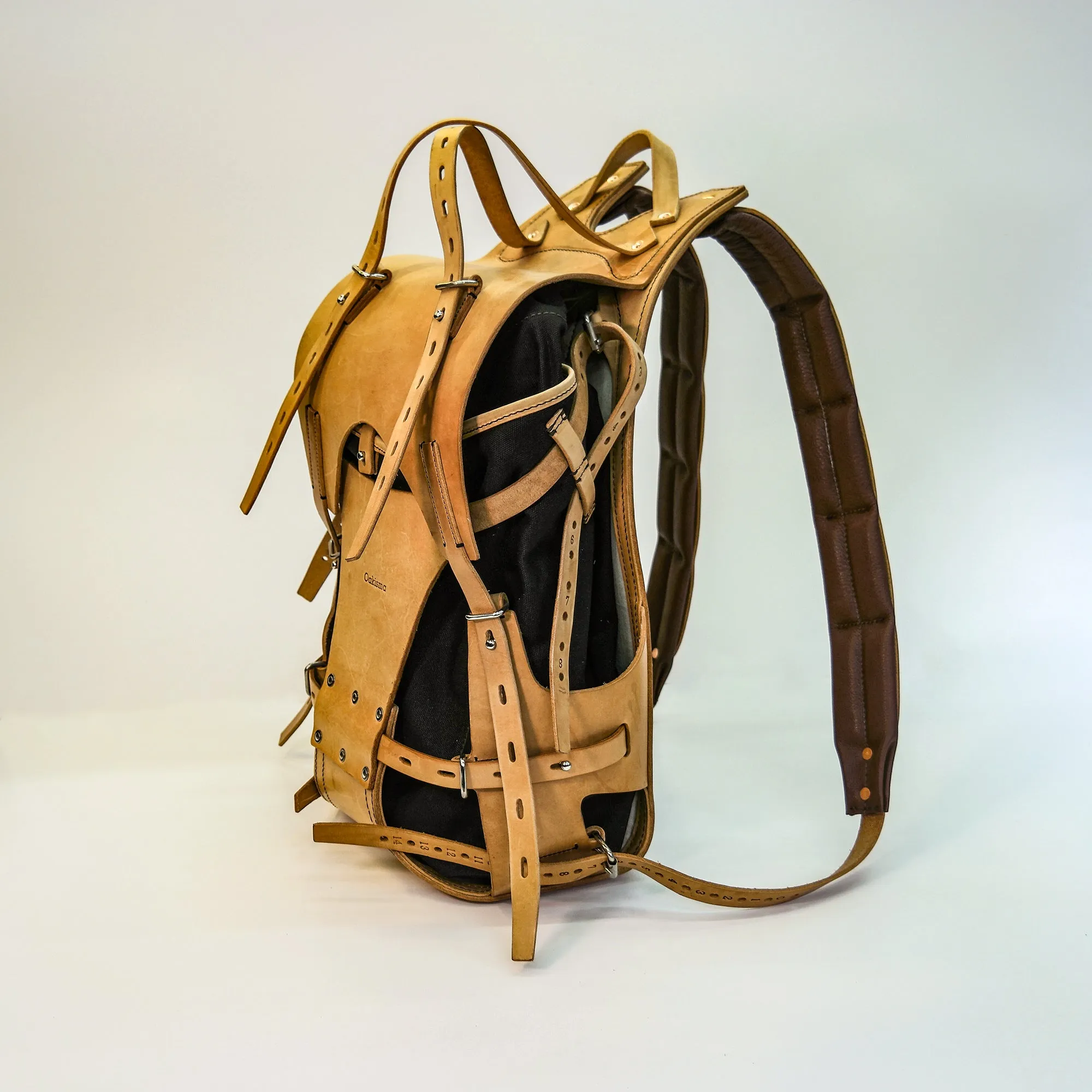 Detachable canvas plant tanned leather backpack - retro backpack for travel, camping, hiking, commuting