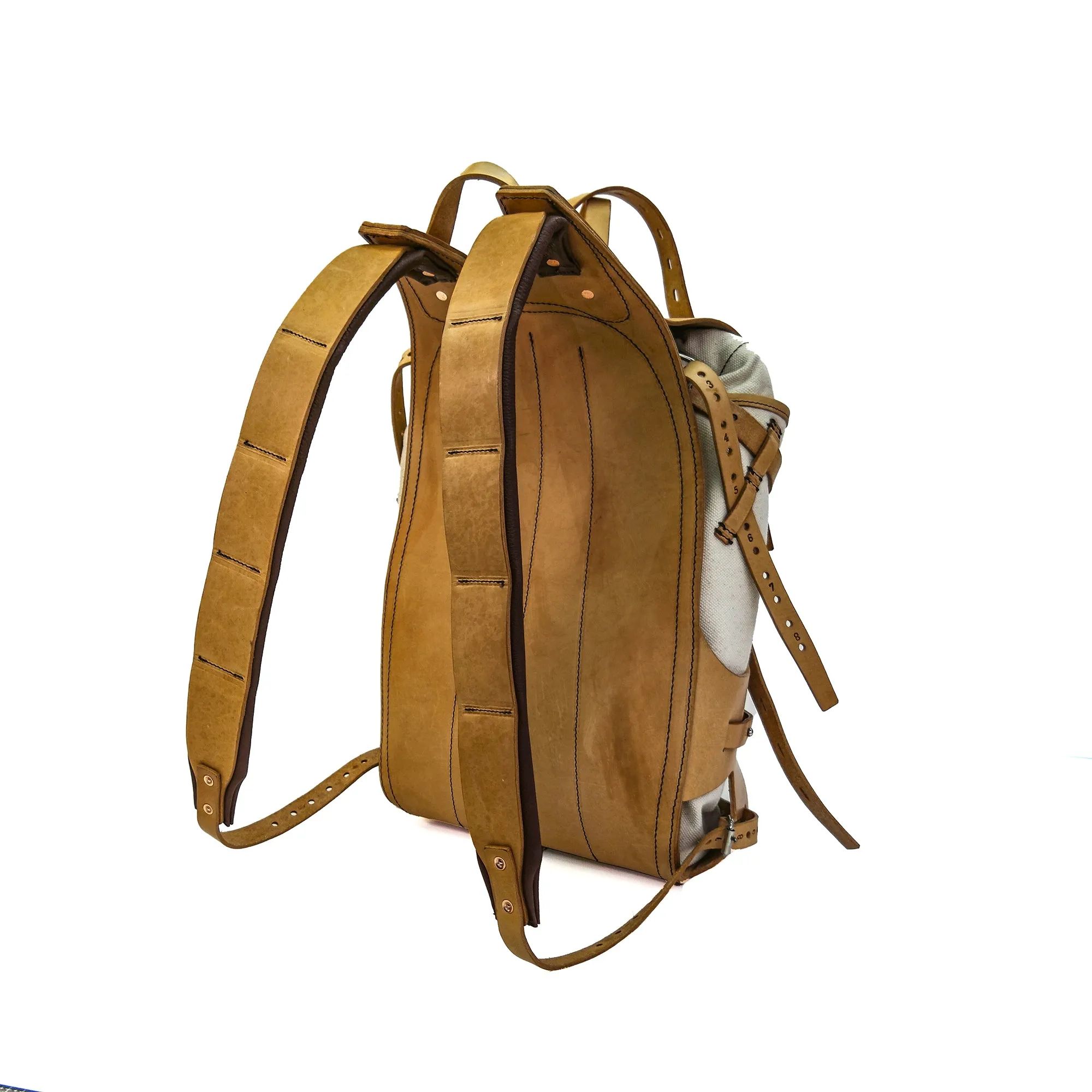 Detachable canvas plant tanned leather backpack - retro backpack for travel, camping, hiking, commuting