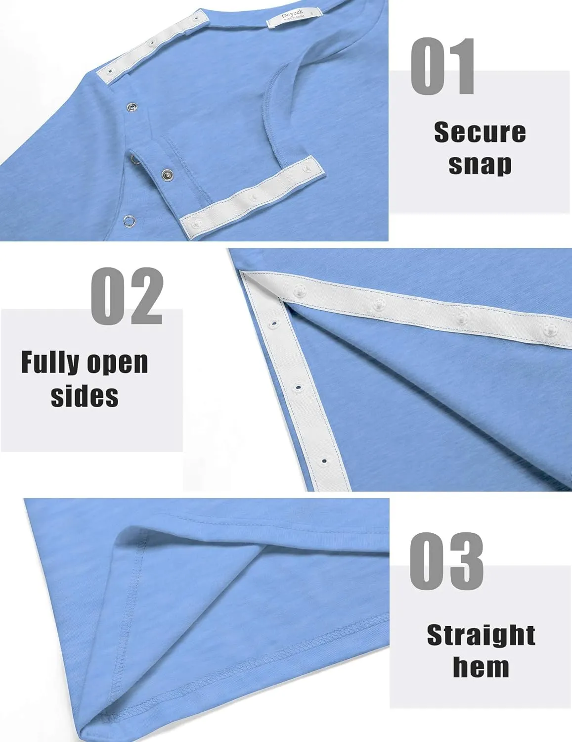 Deyeek Shoulder Surgery Shirts for Women Full Tear Away 2 Side Snaps Chemo Port Post Rotator Cuff Surgery Recovery Clothing