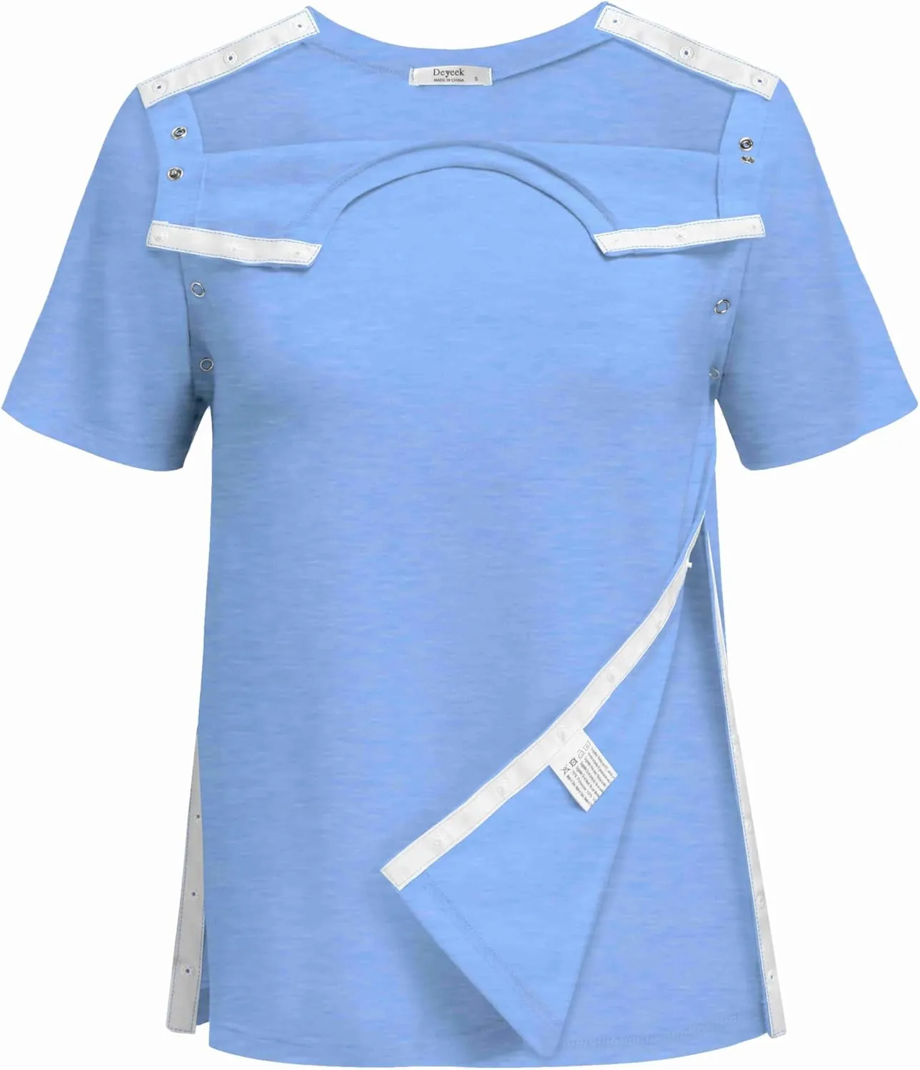Deyeek Shoulder Surgery Shirts for Women Full Tear Away 2 Side Snaps Chemo Port Post Rotator Cuff Surgery Recovery Clothing