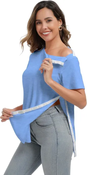 Deyeek Shoulder Surgery Shirts for Women Full Tear Away 2 Side Snaps Chemo Port Post Rotator Cuff Surgery Recovery Clothing