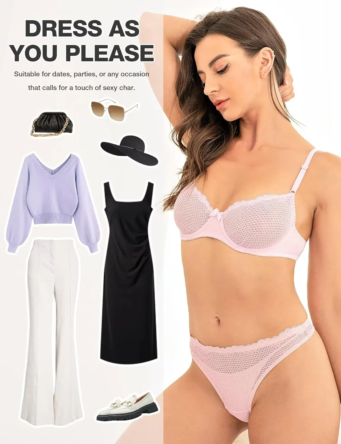 Deyllo Women's Sexy Lace Balconette Bra See Through Demi Unlined Bras Mesh Sheer Underwire
