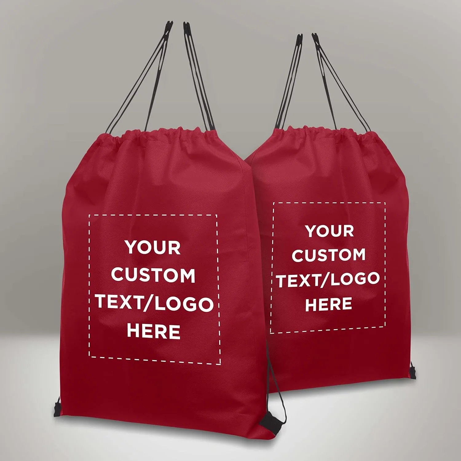 DISCOUNT PROMOS Custom Non-Woven Drawstring Backpacks Set of 50, Personalized Bulk Pack - Bring Everywhere You Go, Great for Travelling, Gym and for Everyday Use - Burgundy