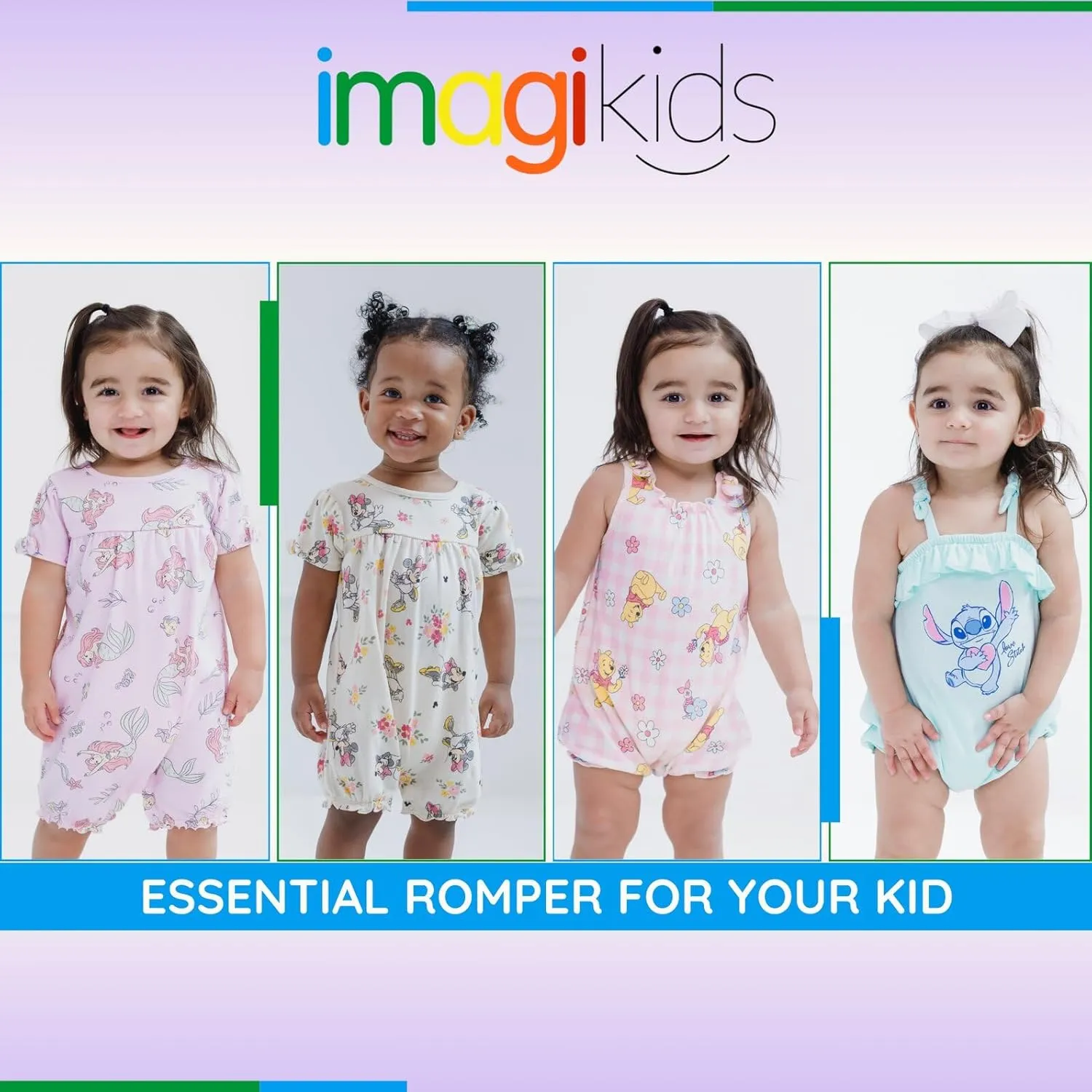 Disney Junior Baby Girls 2 Pack Rompers Newborn to Infant Sizes (Newborn - 24 Months)