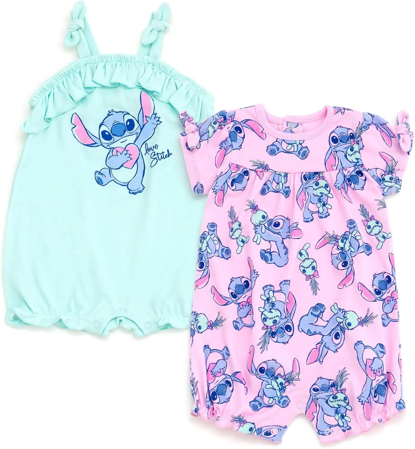Disney Junior Baby Girls 2 Pack Rompers Newborn to Infant Sizes (Newborn - 24 Months)