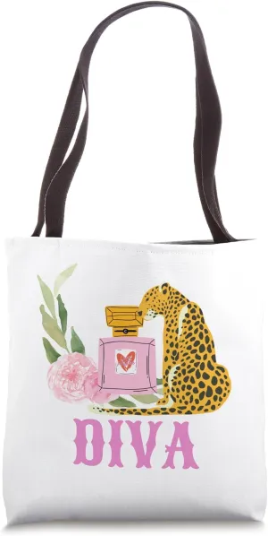 Diva,Diva In Letters,Animal Lovers Gifts,Flower Lovers Tote Bag