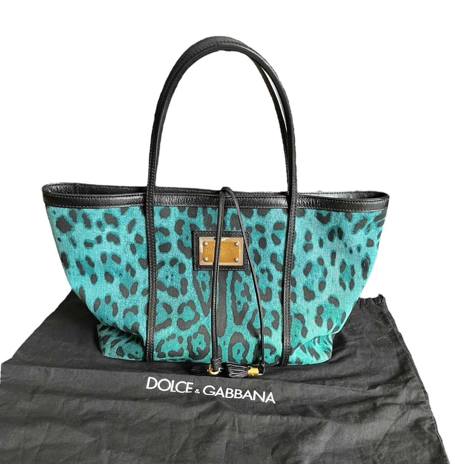 Dolce and Gabbana Blue Animal Print Tote Bag