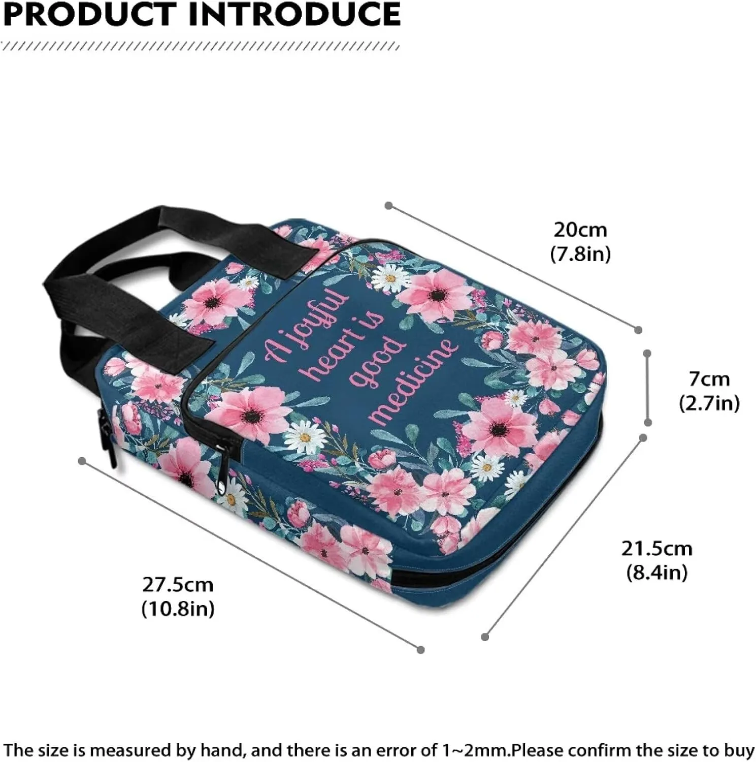 Dolyues Bible Proverbs Bible Cover Bible Cover for Women Floral Bible Holder Bible Bag Bible Carrying Case with Pockets for Bible Study Suppliers-A Joyful Heart is Good