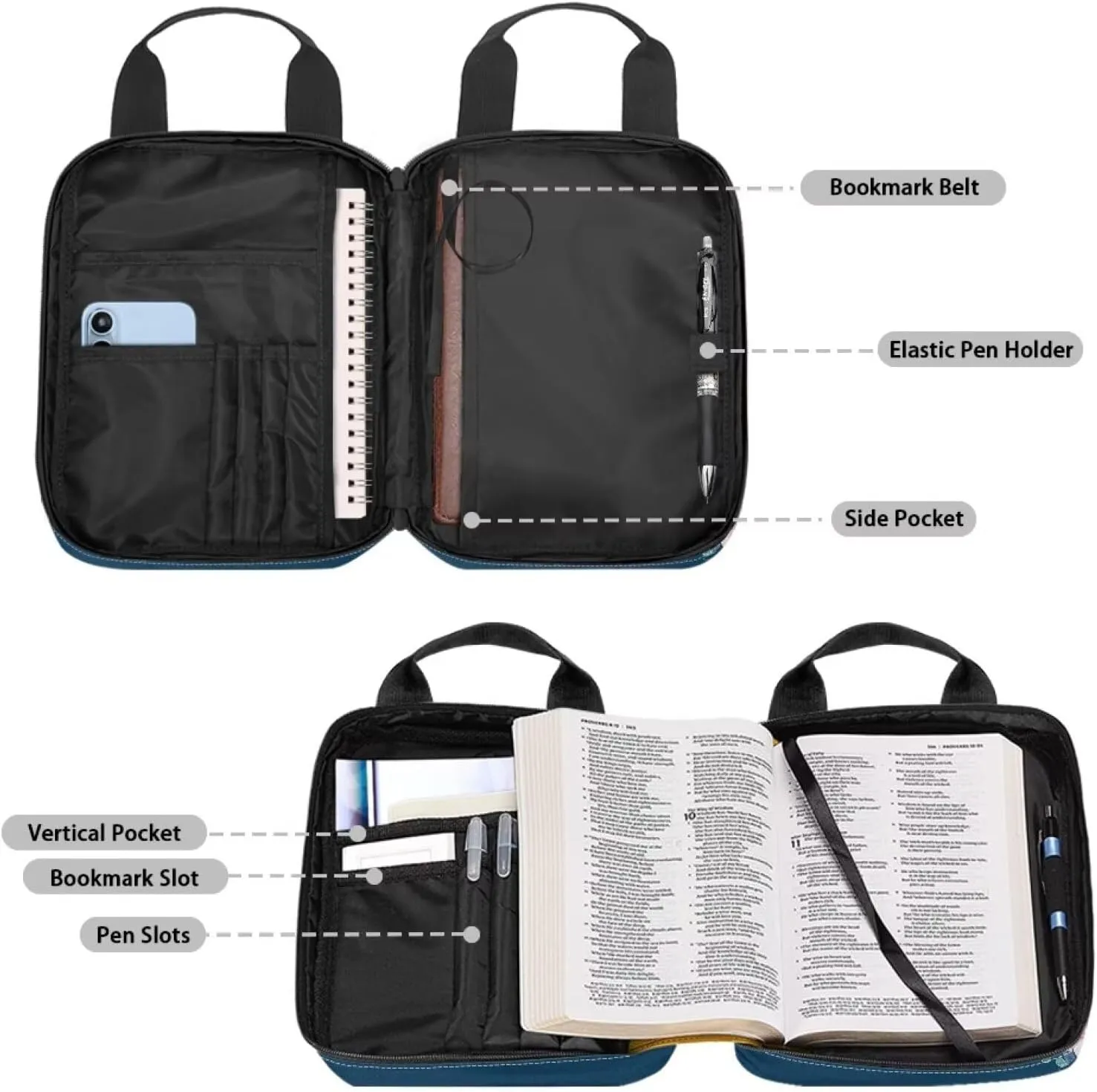 Dolyues Bible Proverbs Bible Cover Bible Cover for Women Floral Bible Holder Bible Bag Bible Carrying Case with Pockets for Bible Study Suppliers-A Joyful Heart is Good