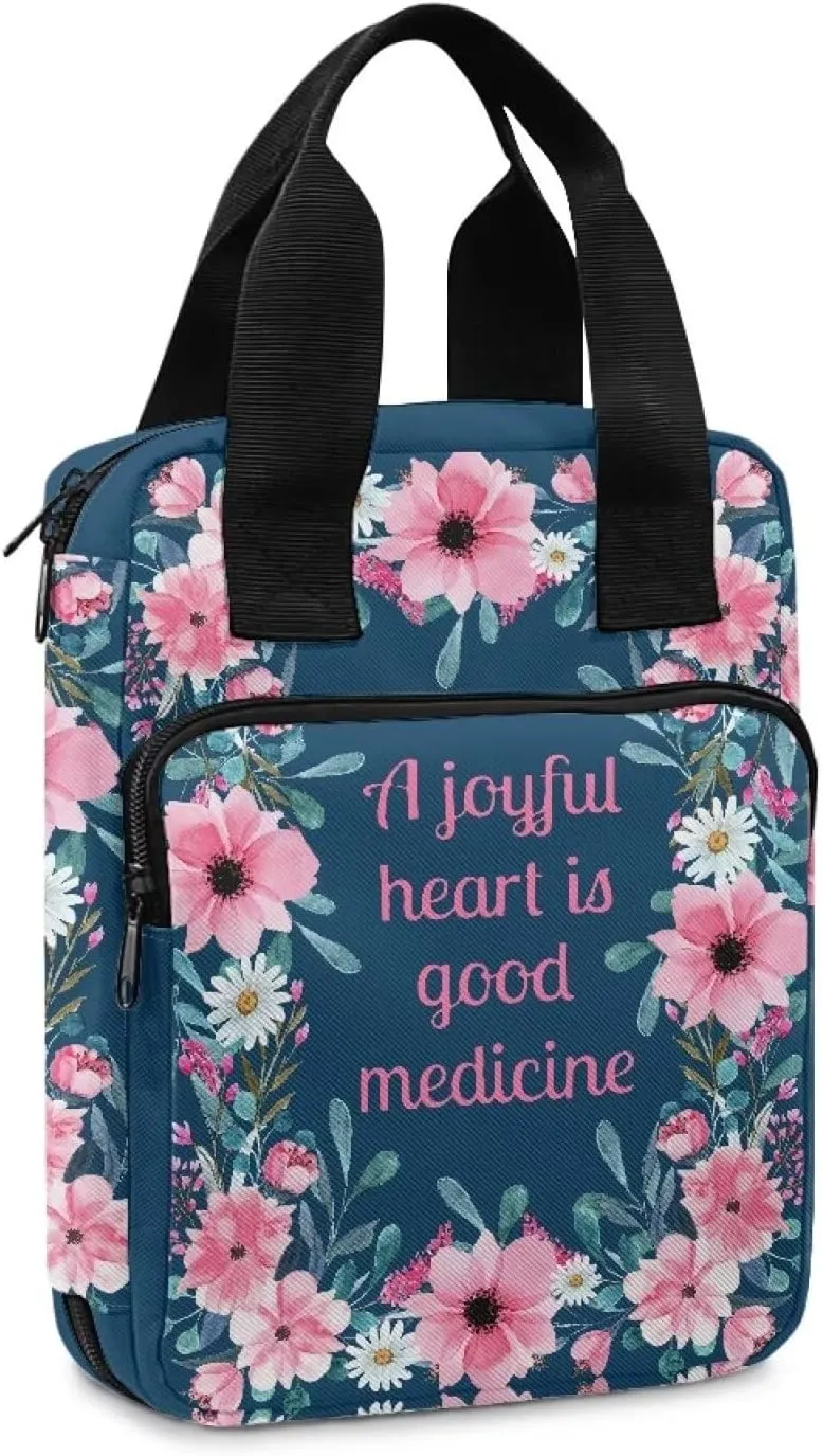 Dolyues Bible Proverbs Bible Cover Bible Cover for Women Floral Bible Holder Bible Bag Bible Carrying Case with Pockets for Bible Study Suppliers-A Joyful Heart is Good