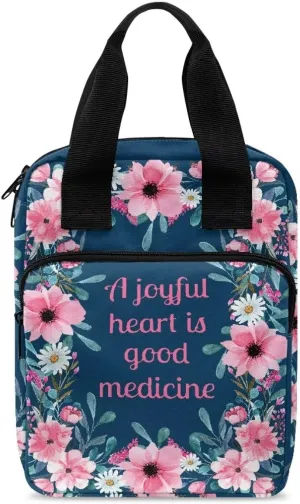 Dolyues Bible Proverbs Bible Cover Bible Cover for Women Floral Bible Holder Bible Bag Bible Carrying Case with Pockets for Bible Study Suppliers-A Joyful Heart is Good