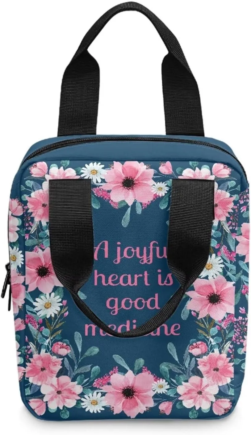 Dolyues Bible Proverbs Bible Cover Bible Cover for Women Floral Bible Holder Bible Bag Bible Carrying Case with Pockets for Bible Study Suppliers-A Joyful Heart is Good