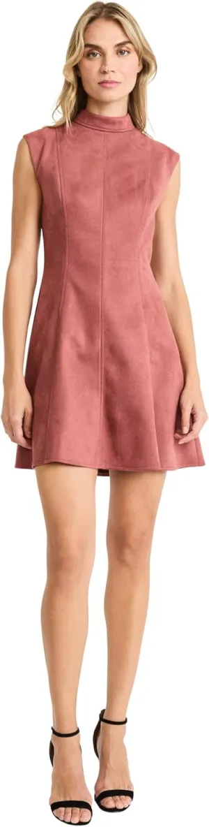 Donna Morgan Women's Fit and Flare Mini Dress with Mock Neck and Extd Shoulder