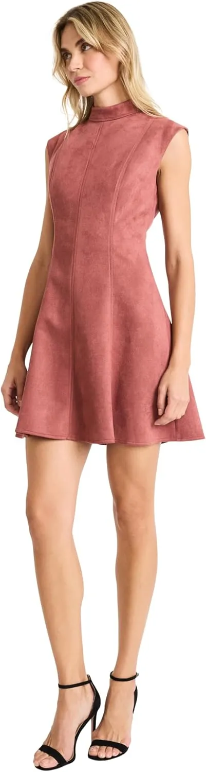 Donna Morgan Women's Fit and Flare Mini Dress with Mock Neck and Extd Shoulder