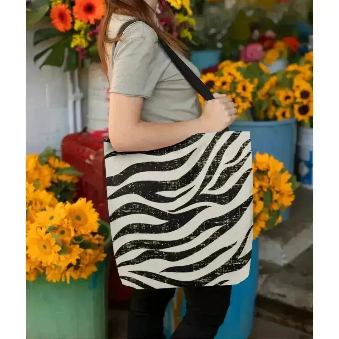Double-Sided Zebra Print Beach Tote Bag - Medium | Femstylo