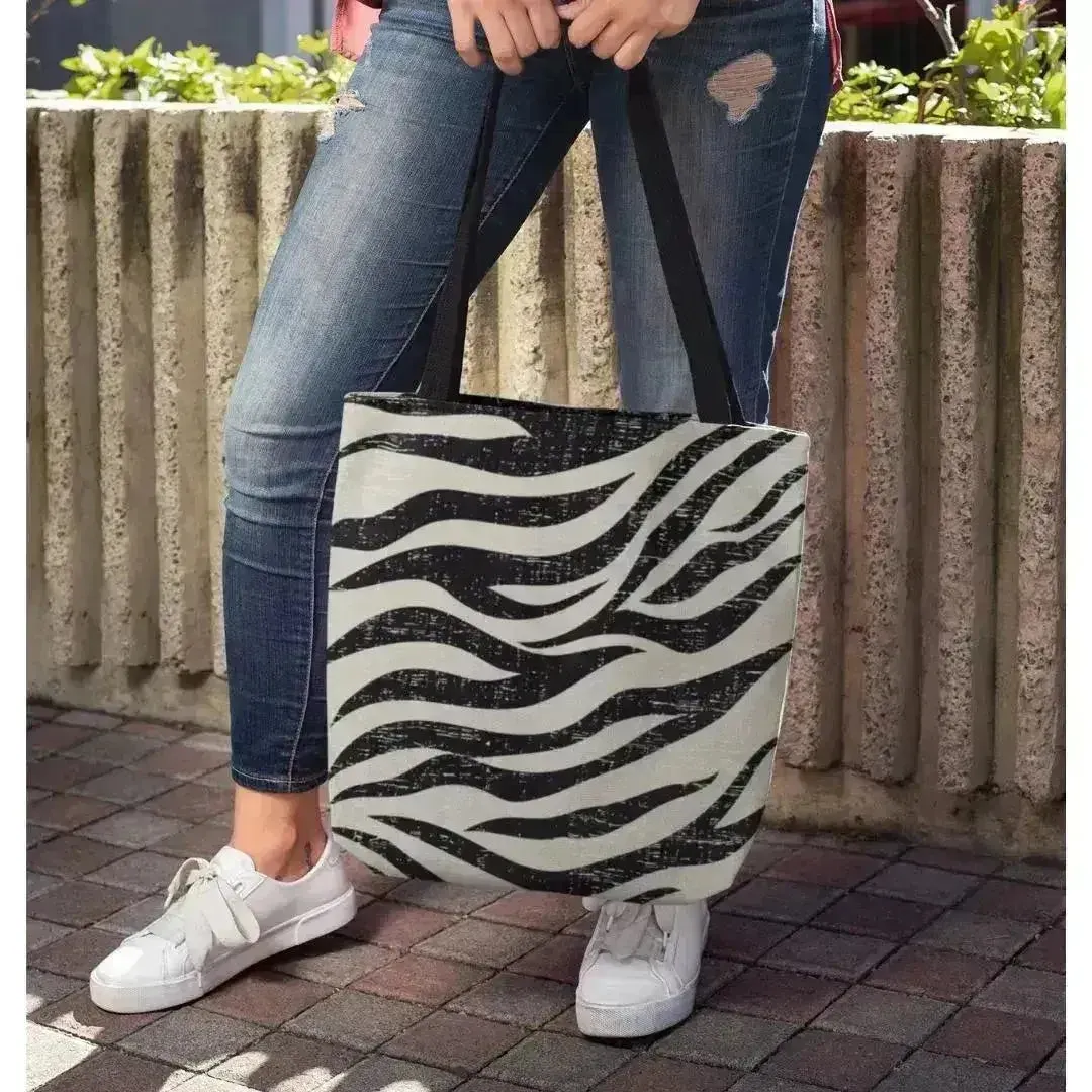 Double-Sided Zebra Print Beach Tote Bag - Medium | Femstylo