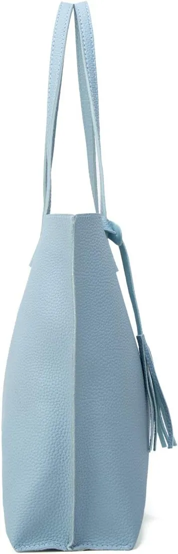 Dreubea Women's Soft Faux Leather Tote Shoulder Bag from, Big Capacity Tassel Handbag