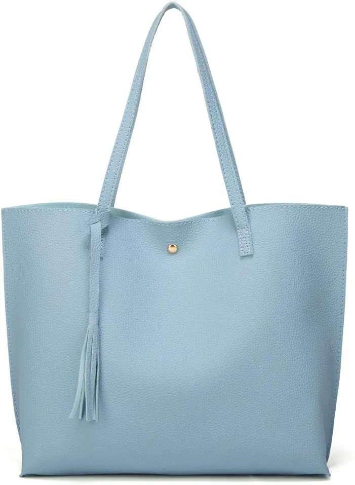 Dreubea Women's Soft Faux Leather Tote Shoulder Bag from, Big Capacity Tassel Handbag