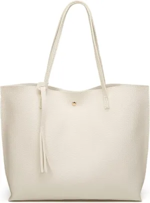 Dreubea Women's Soft Faux Leather Tote Shoulder Bag from, Big Capacity Tassel Handbag