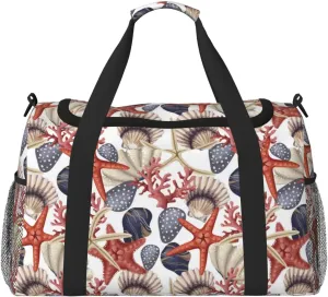 Duffle Bag for Travel, starfish shell Weekender Overnight Duffel Bag, Carry On Bag Gym Bag for Women Men, Personal Item Travel Bag