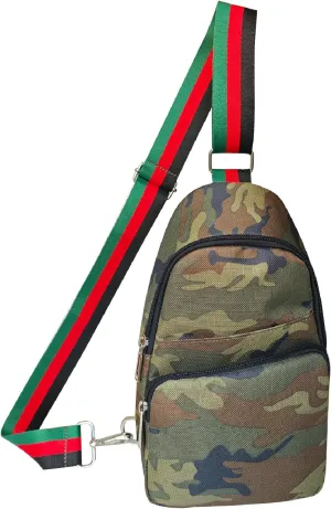 Dyalsa Small Sling Bag for Women, Canvas Fanny Pack Crossbody Bags Camouflage Chest Bag With Strap