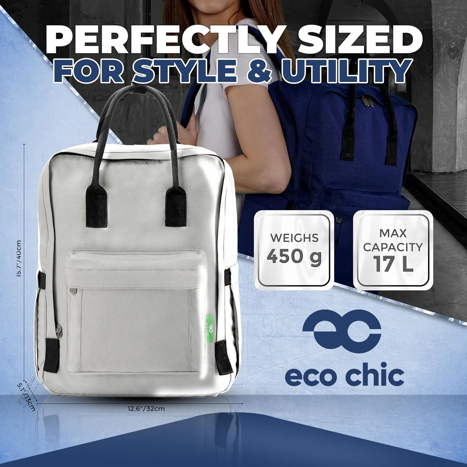 ECO CHIC Waterproof Recycled Canvas Twin-Handle Backpack – Sustainable Laptop Backpack