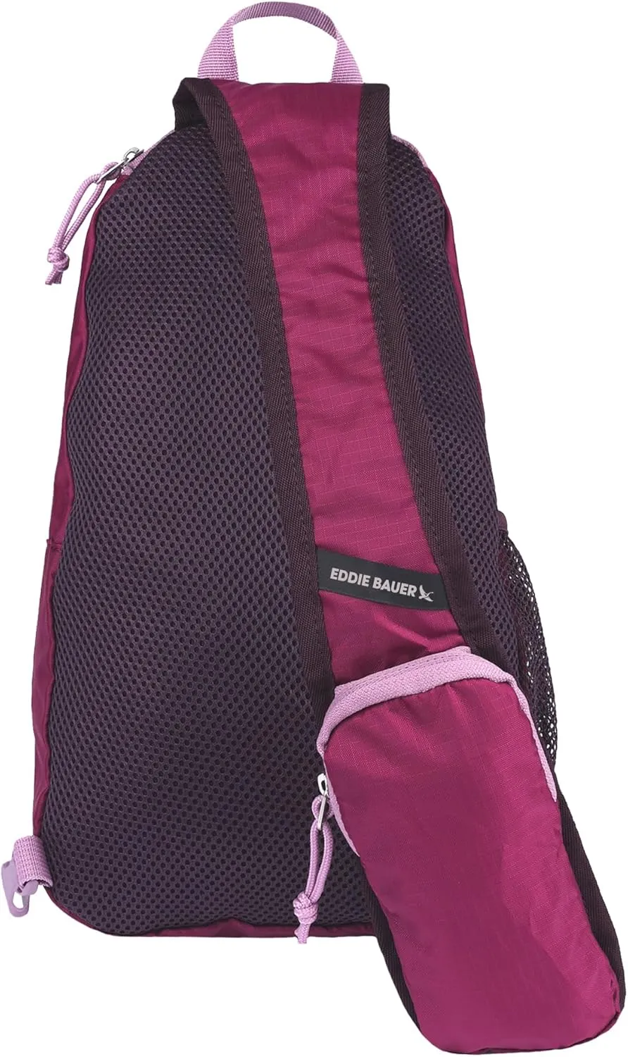 Eddie Bauer Stowaway Packable Sling Bag | Foldable | Travel | Outdoor | Lightweight | Compact | Everyday Carry | Ripstop Nylon | 10L - Port Red