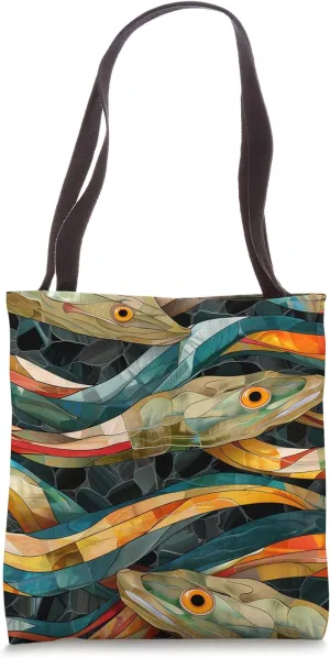 Eel Cubism Animal Wildlife Pattern Art Print Tote Bag