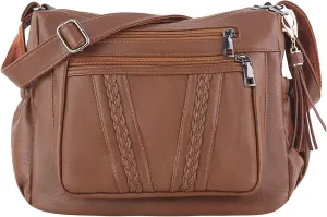 ELDA Crossbody Bags For Women Pocketbooks Soft PU Leather Purses and Handbags Multi Pocket Shoulder Bag