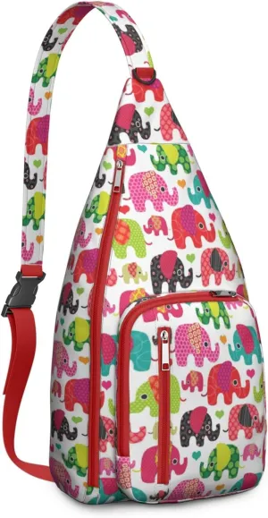 Elephant Crossbody Bag Daypack for Women Men Lightweight Waterproof Sling Bag Backpack Hiking Cycling
