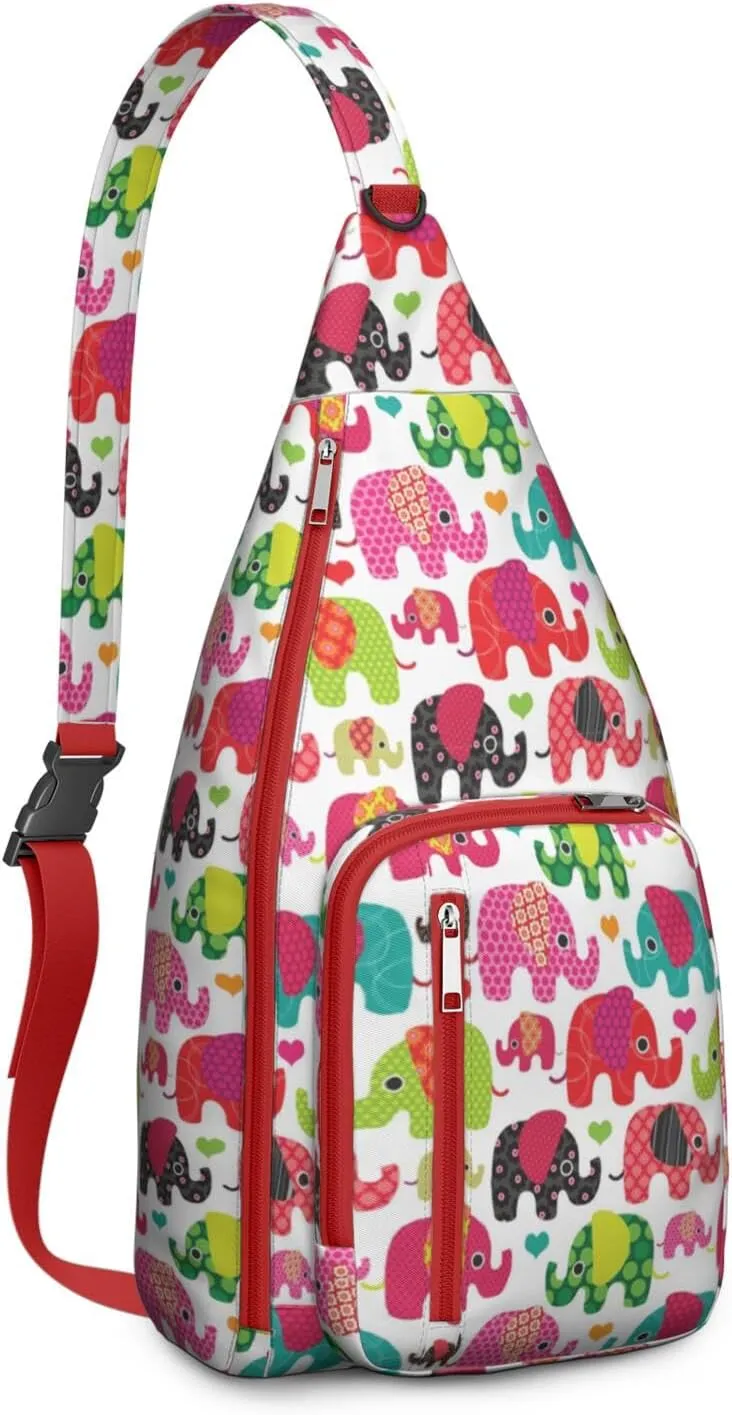 Elephant Crossbody Bag Daypack for Women Men Lightweight Waterproof Sling Bag Backpack Hiking Cycling