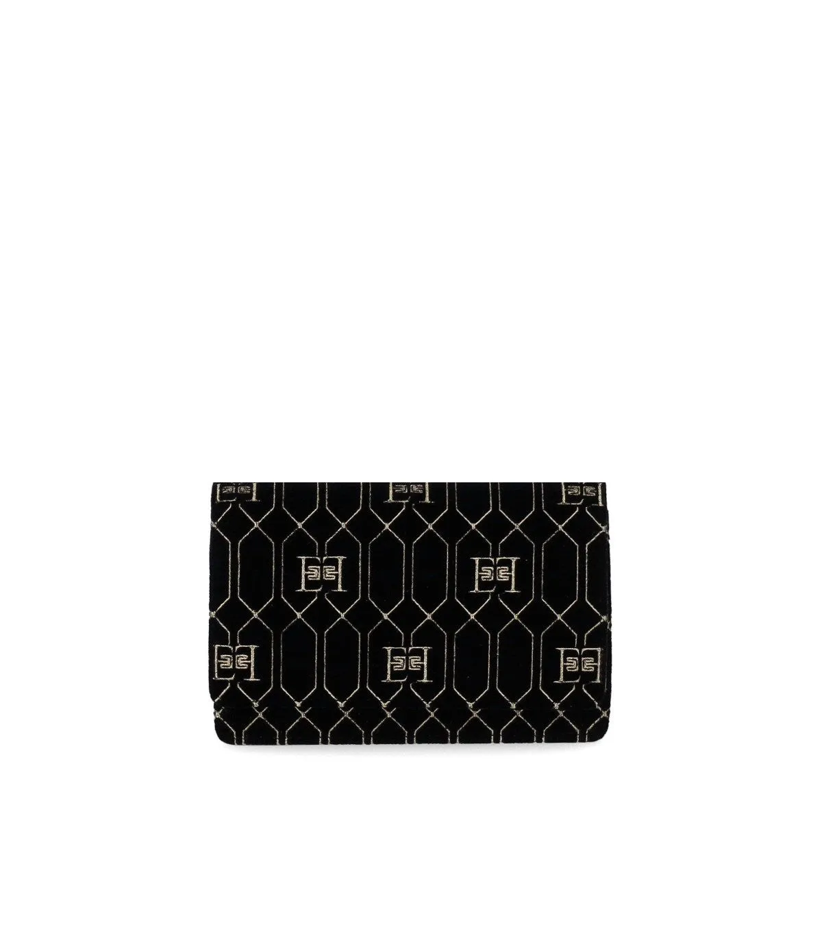 Elisabetta Franchi Black Monogram Crossbody Bag With Charms