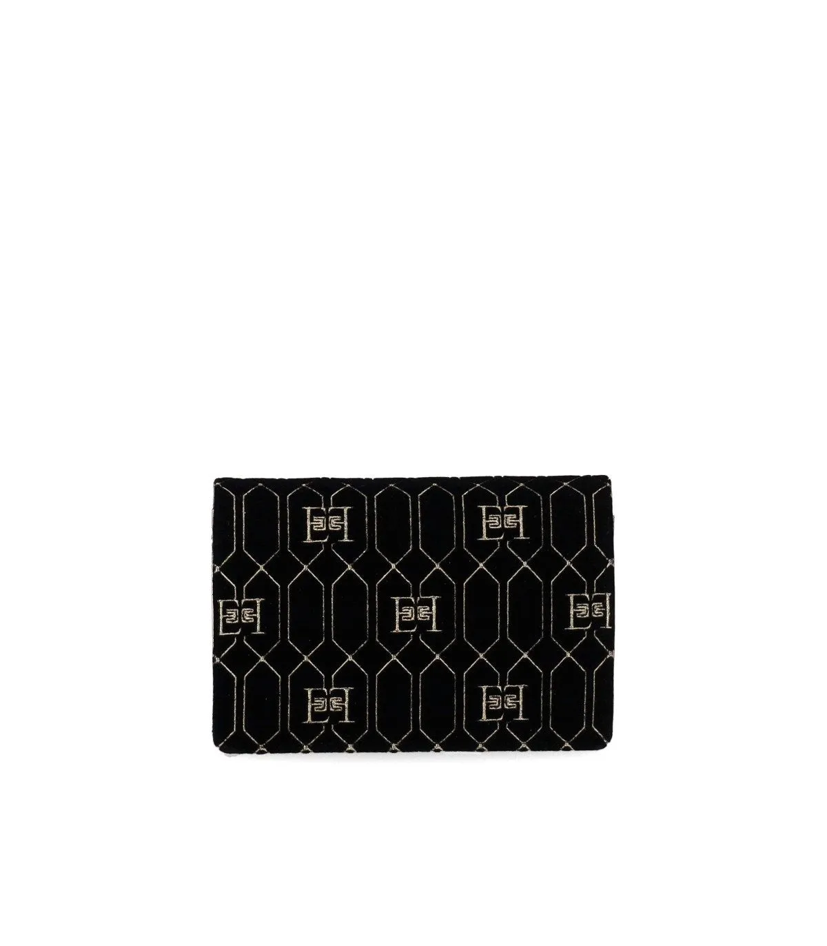 Elisabetta Franchi Black Monogram Crossbody Bag With Charms