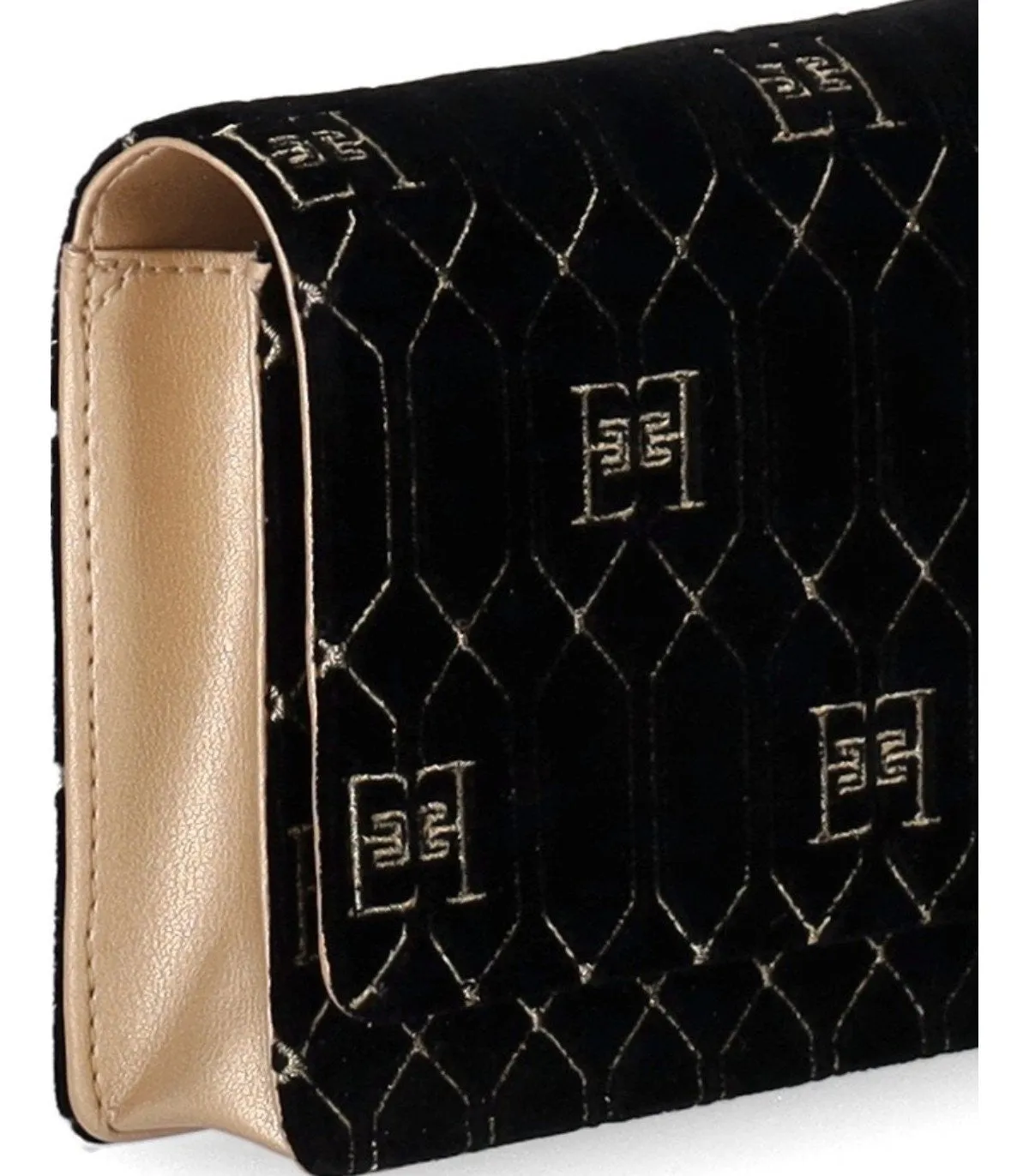 Elisabetta Franchi Black Monogram Crossbody Bag With Charms