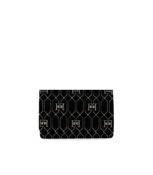 Elisabetta Franchi Black Monogram Crossbody Bag With Charms