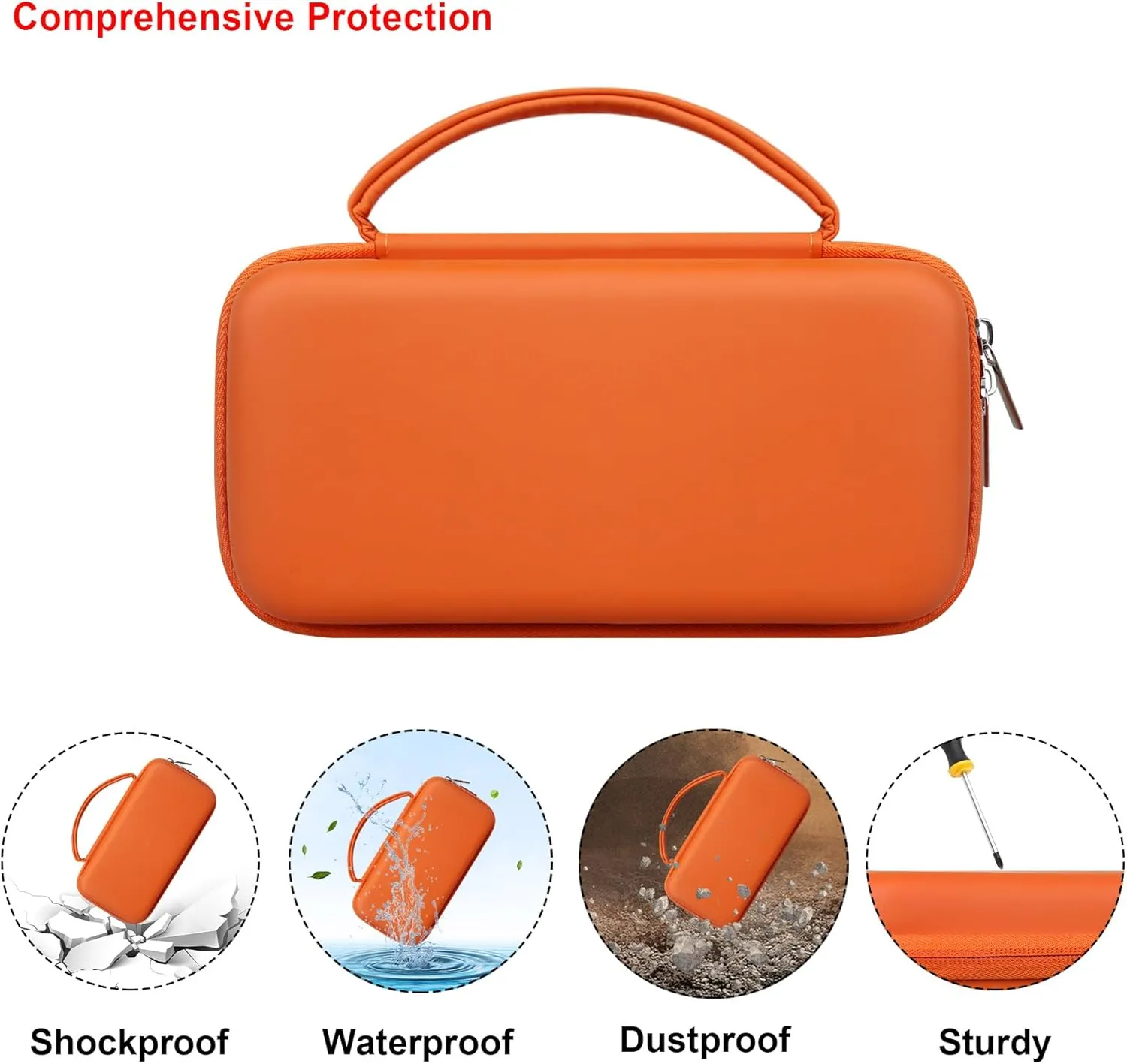 Elonbo Carrying Case for Texas Instruments TI-Nspire CX II CAS/TI-Nspire CX II/CX/CX CAS Color Graphing Calculator, Extra Zipped Pocket Fits Charging Cable Charger Manual, Orange