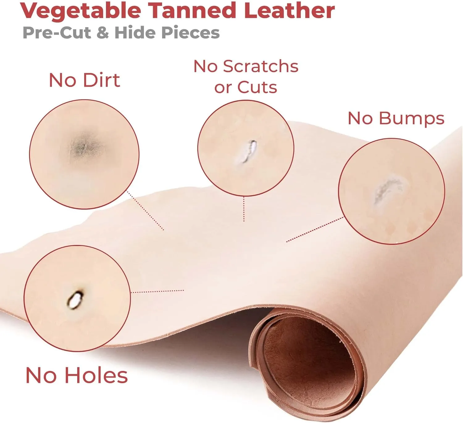 ELW 7-8 oz (2.8-3.2mm) Thickness Weight Pre-Cut 12"x24" Vegetable Tanned Leather Cowhide Grade AB Full Grain Leather for Tooling, Carving, Engraving, Molding, Embossing, Stamping, & Dyeing