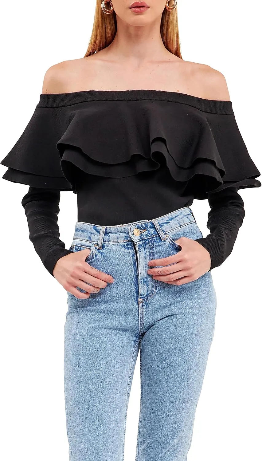 endless rose Women's Off-The-Shoulder Knit Top