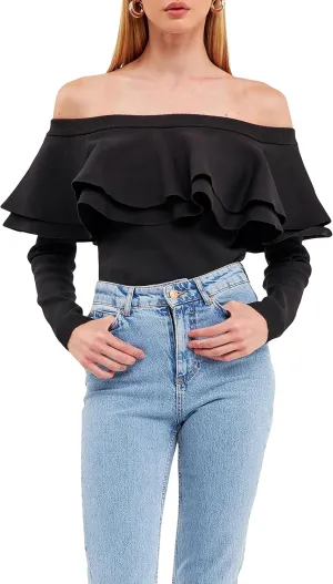 endless rose Women's Off-The-Shoulder Knit Top