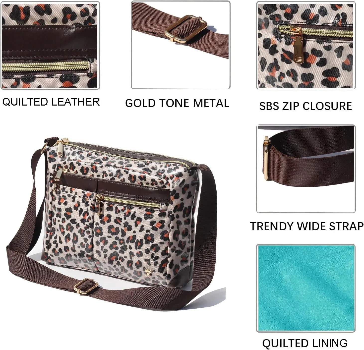 ESVAN Nylon Crossbody Bag For Women Waterproof Lightweight Casual Multi Pockets Shoulder Handbag Purse