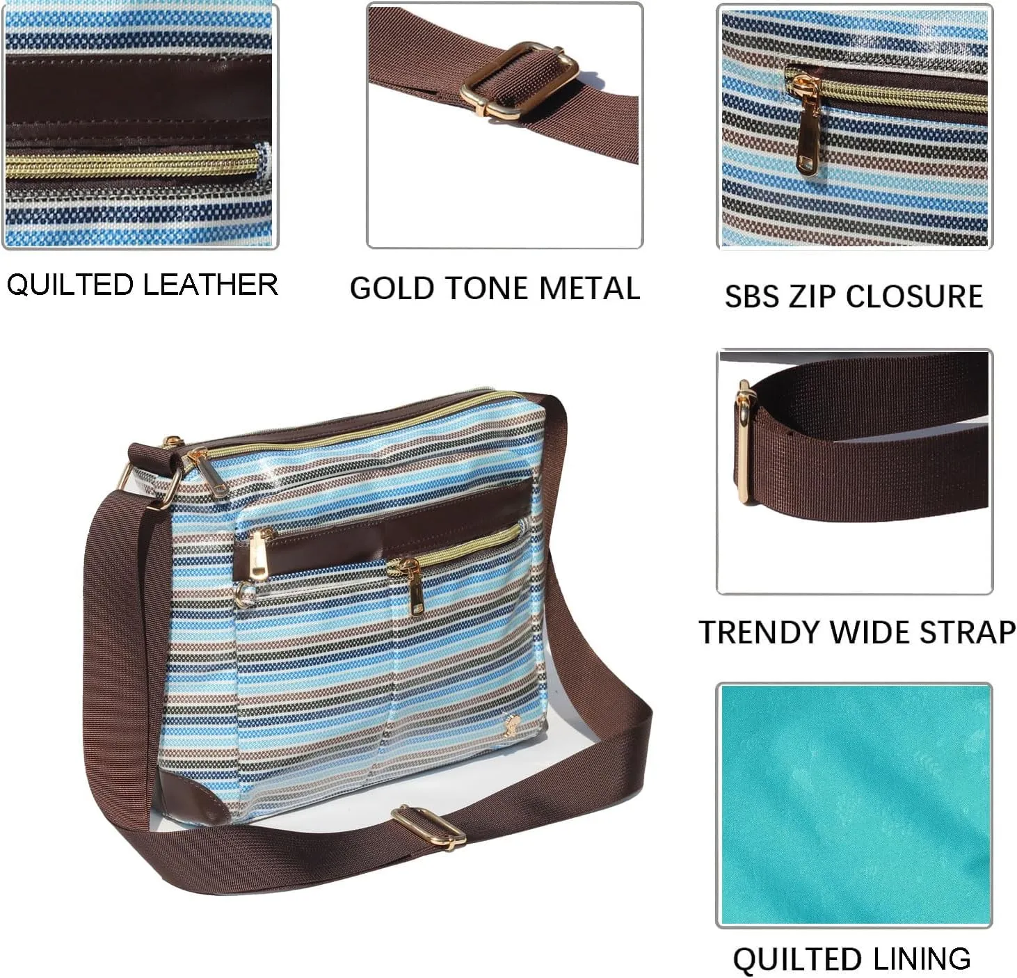 ESVAN Nylon Crossbody Bag For Women Waterproof Lightweight Casual Multi Pockets Shoulder Handbag Purse
