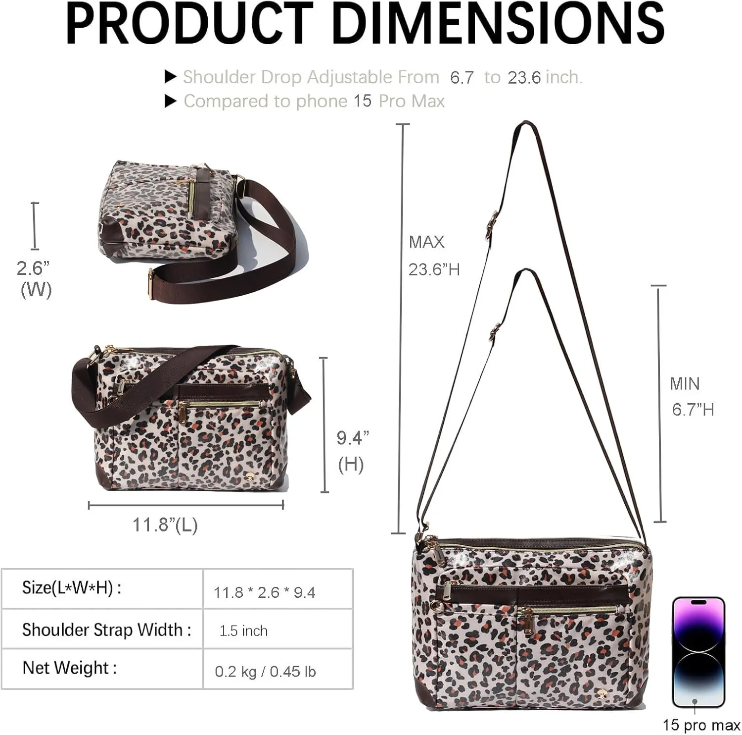 ESVAN Nylon Crossbody Bag For Women Waterproof Lightweight Casual Multi Pockets Shoulder Handbag Purse