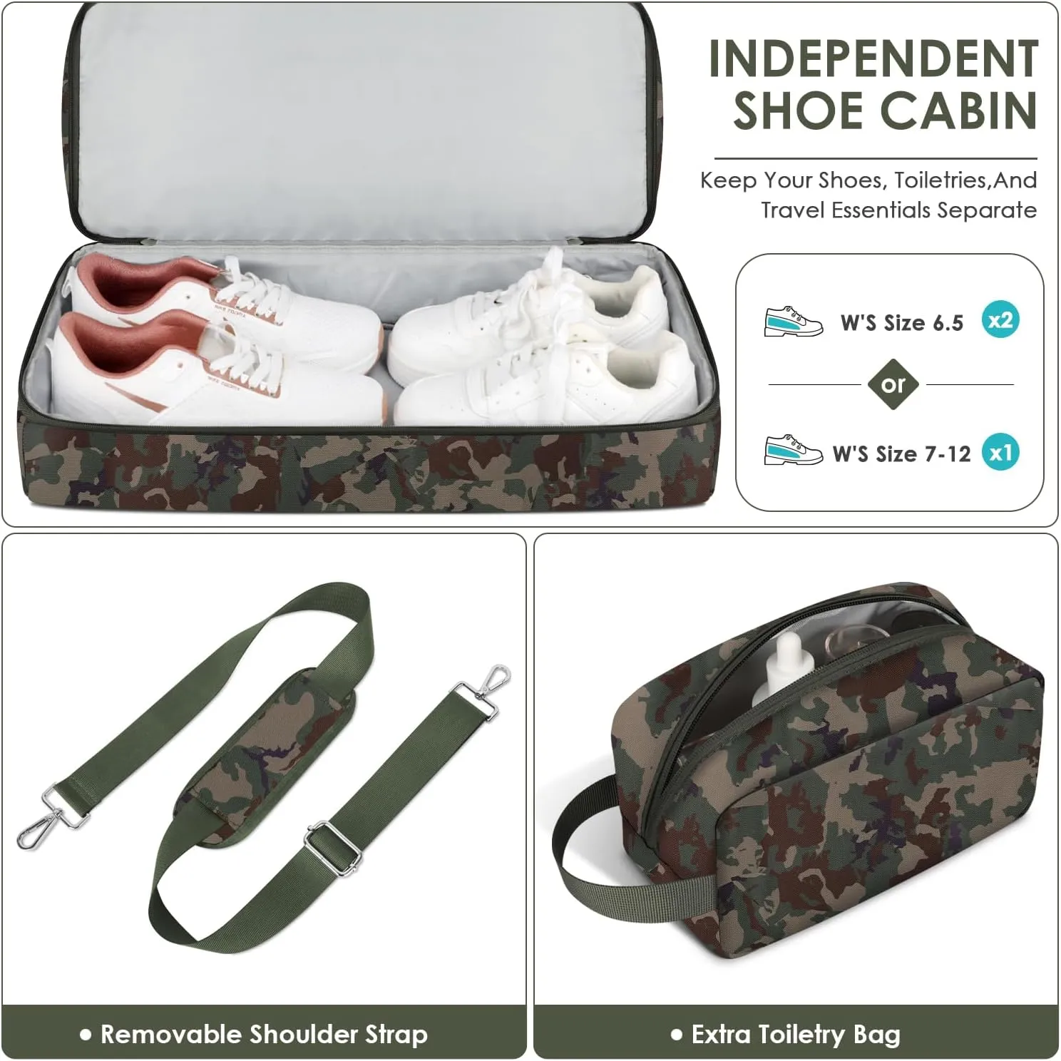 ETRONIK Tactical Duffle Bag for Men, Waterproof Travel Bag with Shoe Compartment, Military Weekender Overnight Bag with Toiletry Bag, Carry on Bags for Airplanes for Travel, Trip, Gym, Camouflage