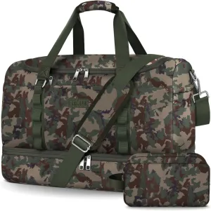 ETRONIK Tactical Duffle Bag for Men, Waterproof Travel Bag with Shoe Compartment, Military Weekender Overnight Bag with Toiletry Bag, Carry on Bags for Airplanes for Travel, Trip, Gym, Camouflage