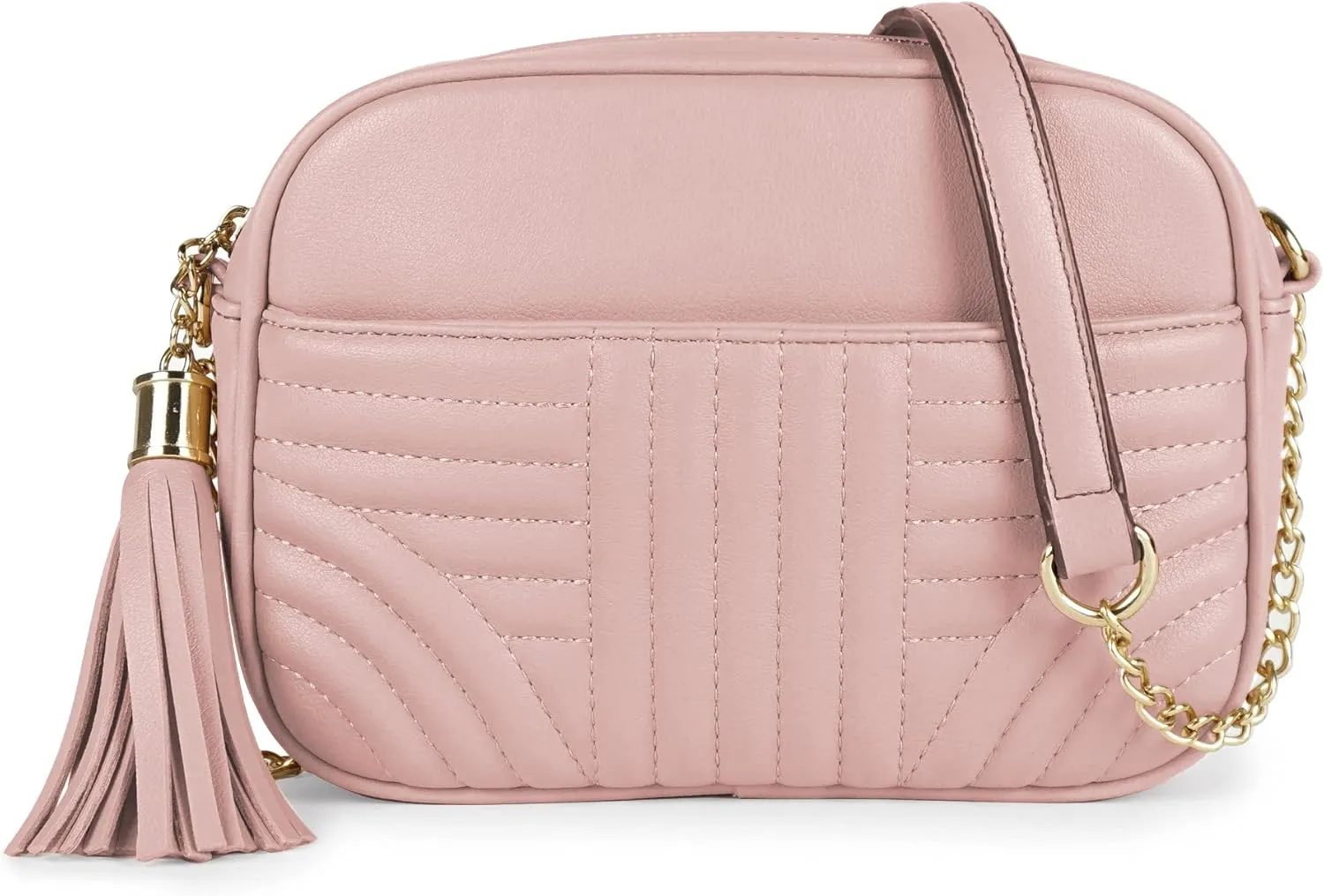 EVVE Quilted Crossbody Bags for Women - Stylish Camera Bag with Tassel - Lightweight Medium Size Shoulder Purse