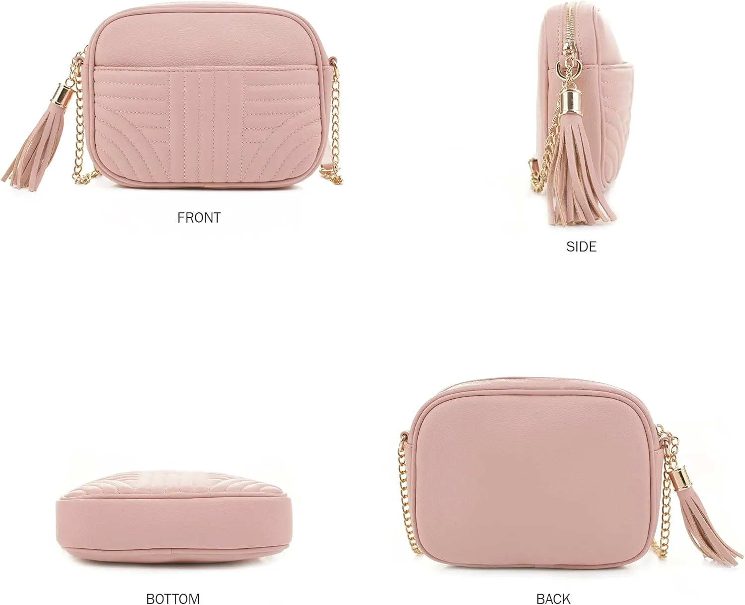 EVVE Quilted Crossbody Bags for Women - Stylish Camera Bag with Tassel - Lightweight Medium Size Shoulder Purse