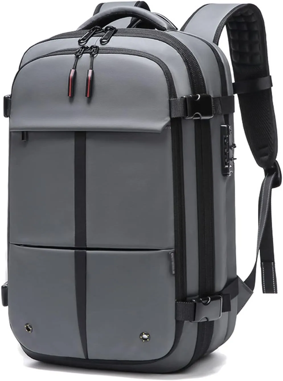 Expandable Backpack,19in Laptop Backpacks,Large-Capacity Vacuum Compression Bag, Dry and Wet Separation Travel Handbag with Customs Combination Lock (Color : Gray)