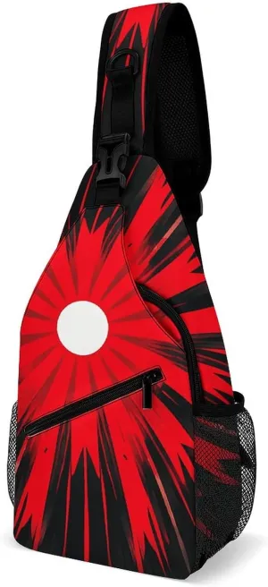 Explosion Burst Red Black Sling Bag for Men Chest Bag for Women Casual Cross Body Bags with Detachable Buckle