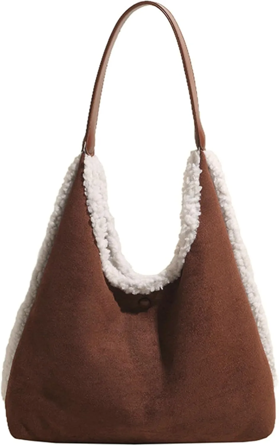Fall Winter Suede Tote Bag Women 2024 Chic Versatile Lambswool Interior Vintage Casual Shoulder Bag Large Handbag